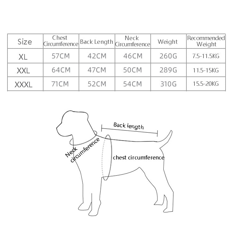 BL-683 Ropa reflectante para perros Keep Warm, XL, XXL, XXXL