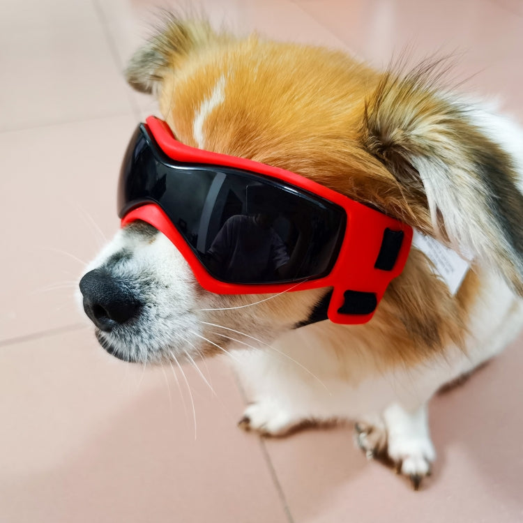 Gafas de sol para perros con montura blanda Anti-UV para mascotas, Rojo, Negro