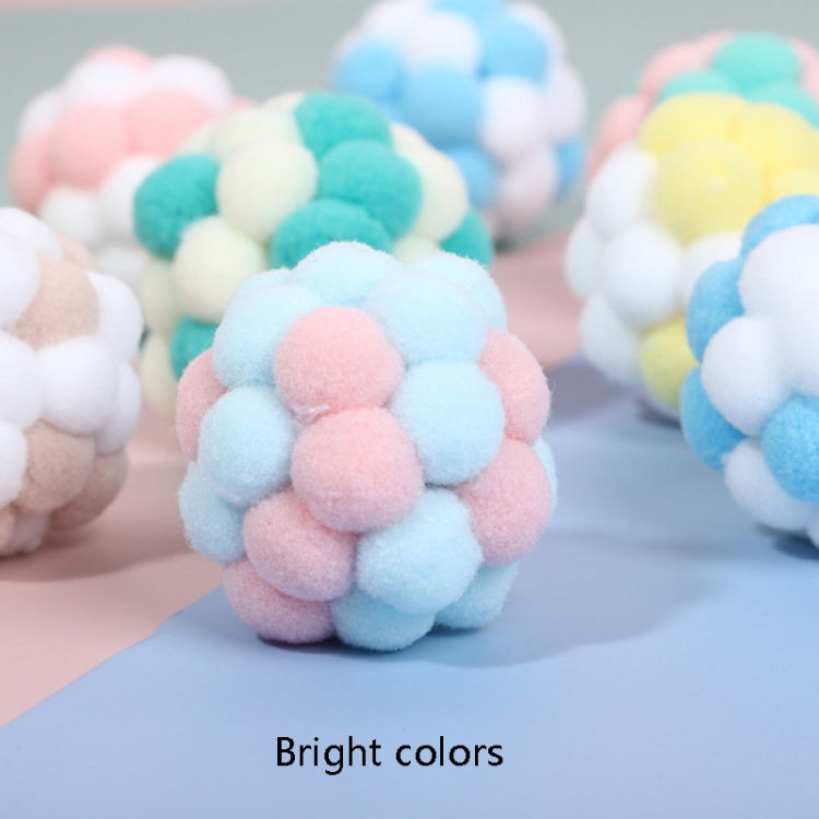 CT0115 Bola de peluche de color macarrón Juguete divertido para gatos, 3 PCS, 6 PCS