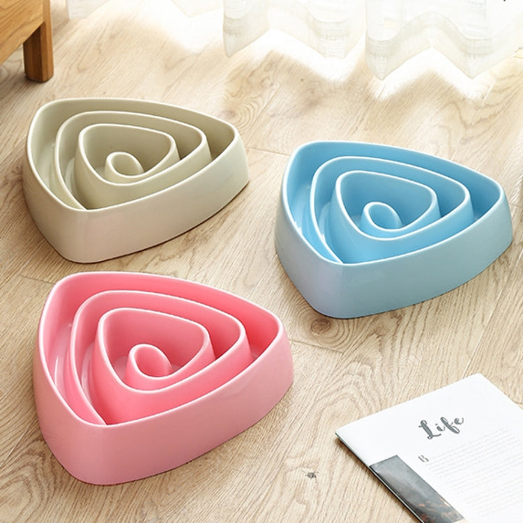 Cuenco de comida para perros antiasfixia con cuenco lento para mascotas resistente al triángulo de plástico, Large Pink, Large Blue, Large Beige