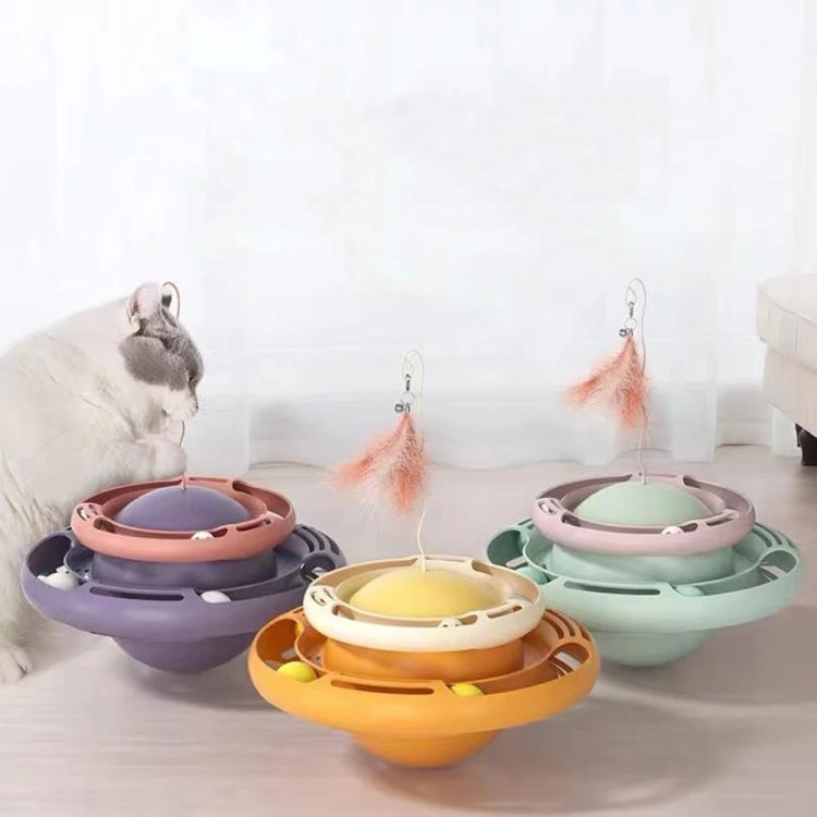 Juguete del planeta del gato del animal doméstico de la placa giratoria del vaso, White Yellow