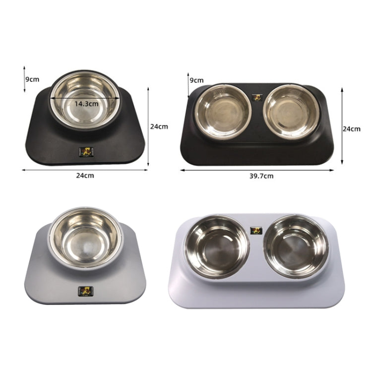 Comedero de cuello inclinado para perros y gatos con cuenco antideslizante de acero inoxidable para mascotas Pugga, estilo:, Single Bowl Black, Single Bowl Silver Gray, Double Bowl Black, Double Bowl Silver Gray