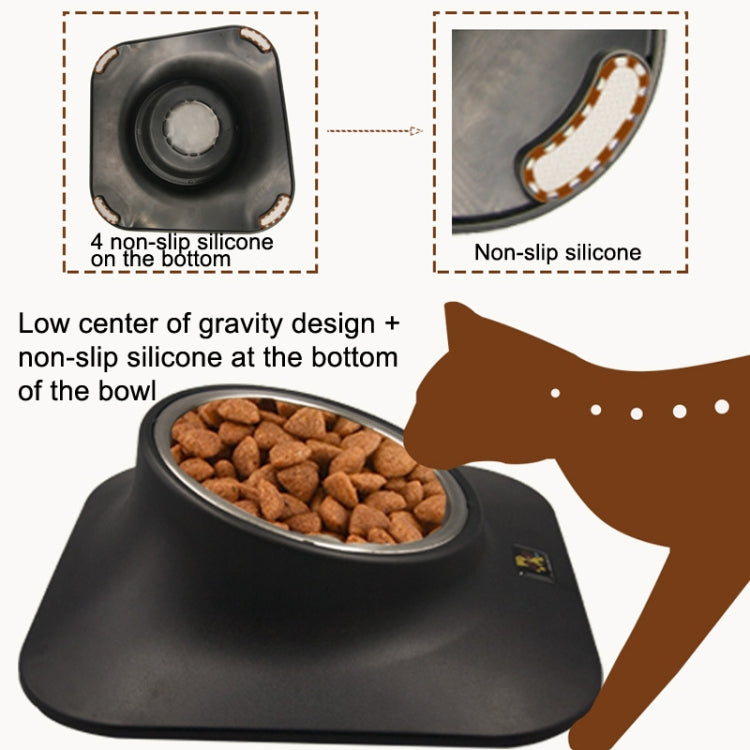 Comedero de cuello inclinado para perros y gatos con cuenco antideslizante de acero inoxidable para mascotas Pugga, estilo:, Single Bowl Black, Single Bowl Silver Gray, Double Bowl Black, Double Bowl Silver Gray