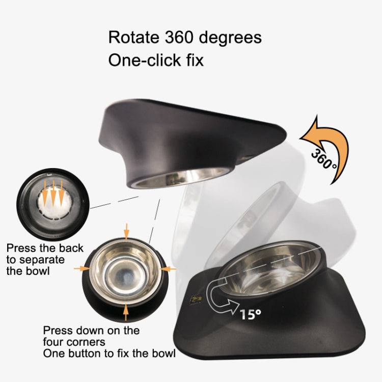 Comedero de cuello inclinado para perros y gatos con cuenco antideslizante de acero inoxidable para mascotas Pugga, estilo:, Single Bowl Black, Single Bowl Silver Gray, Double Bowl Black, Double Bowl Silver Gray
