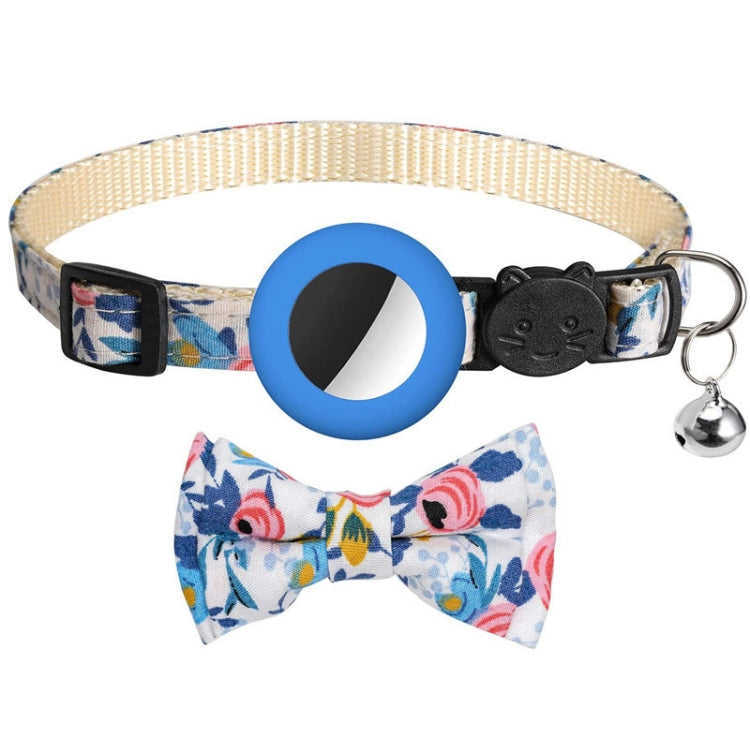 Collar para mascotas con lazo impreso antipérdida con campana para AirTag, Amarillo, Azul, Rosado, Deep Blue, Naranja, Menta verde