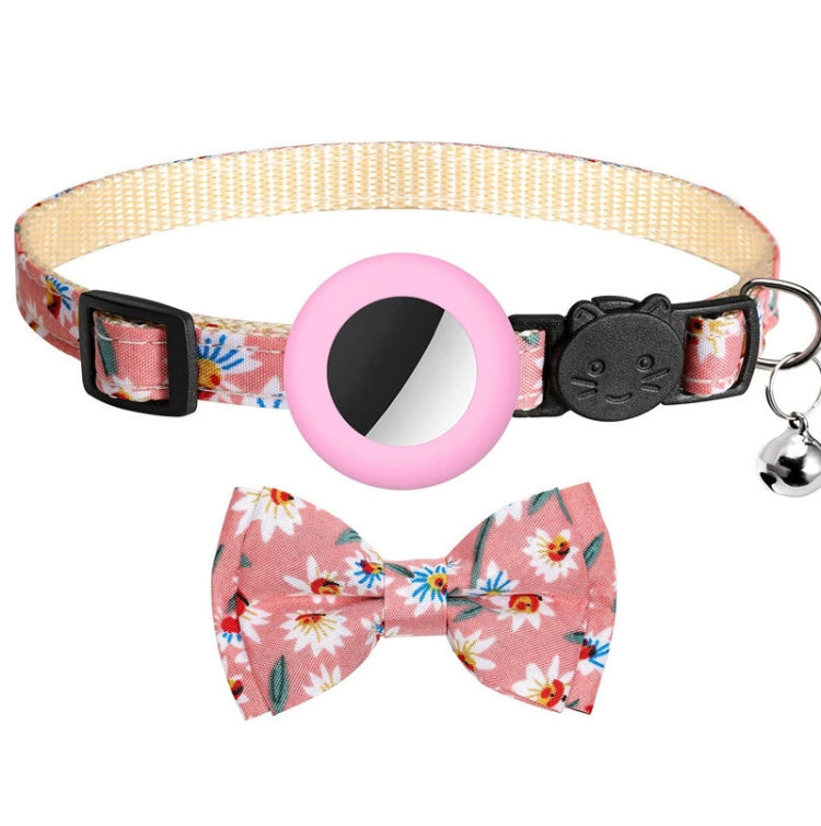 Collar para mascotas con lazo impreso antipérdida con campana para AirTag, Amarillo, Azul, Rosado, Deep Blue, Naranja, Menta verde