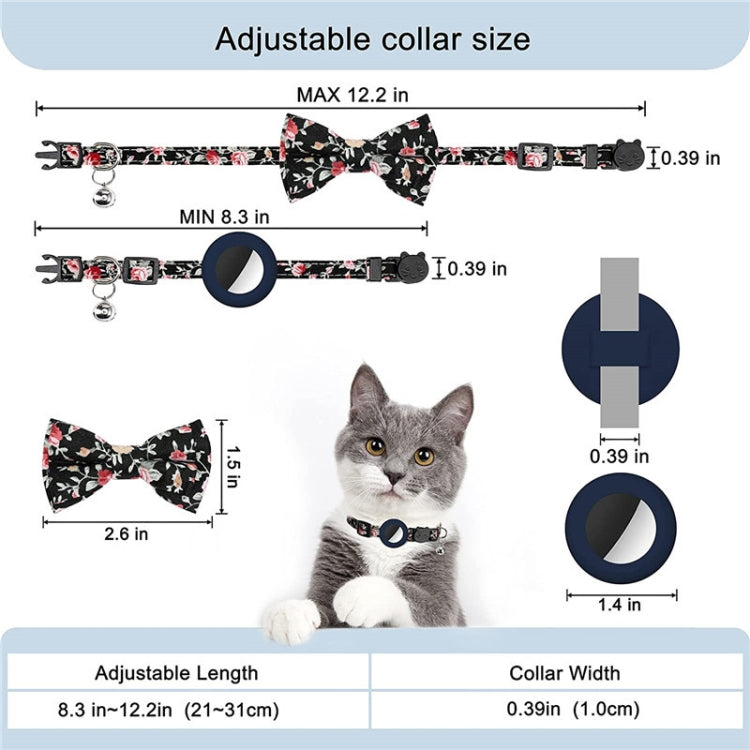 Collar para mascotas con lazo impreso antipérdida con campana para AirTag, Amarillo, Azul, Rosado, Deep Blue, Naranja, Menta verde