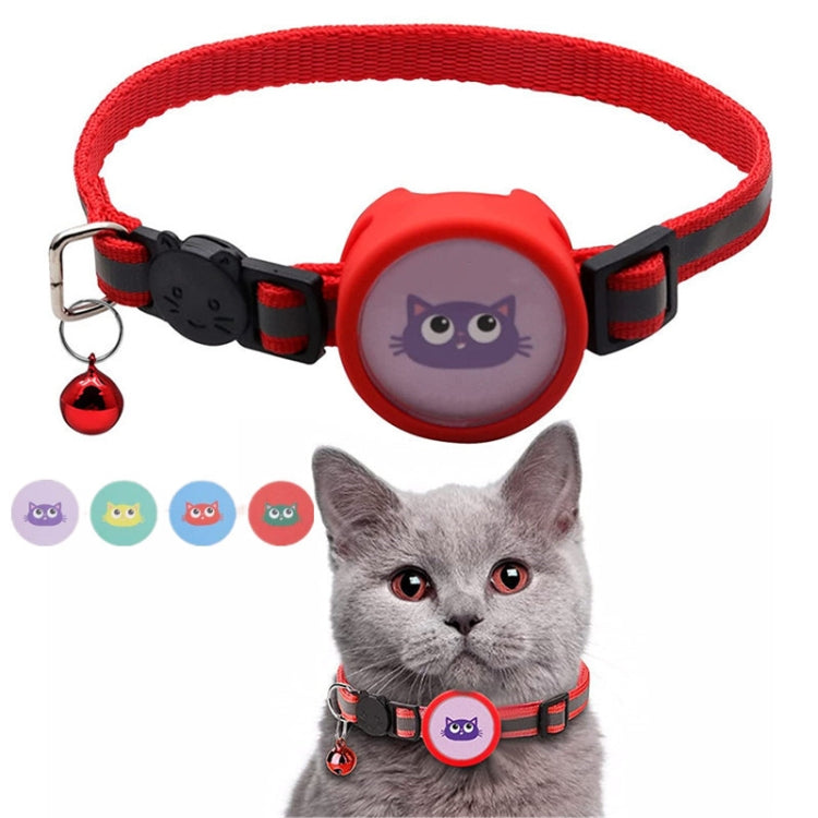 Collar reflectante para mascotas con campana para AirTag, Rojo, Púrpura, Negro, Rosado