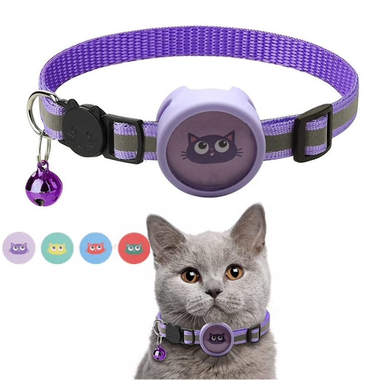 Collar reflectante para mascotas con campana para AirTag, Rojo, Púrpura, Negro, Rosado
