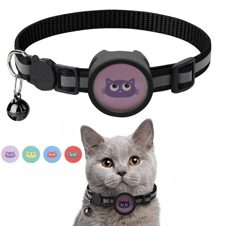 Collar reflectante para mascotas con campana para AirTag, Rojo, Púrpura, Negro, Rosado