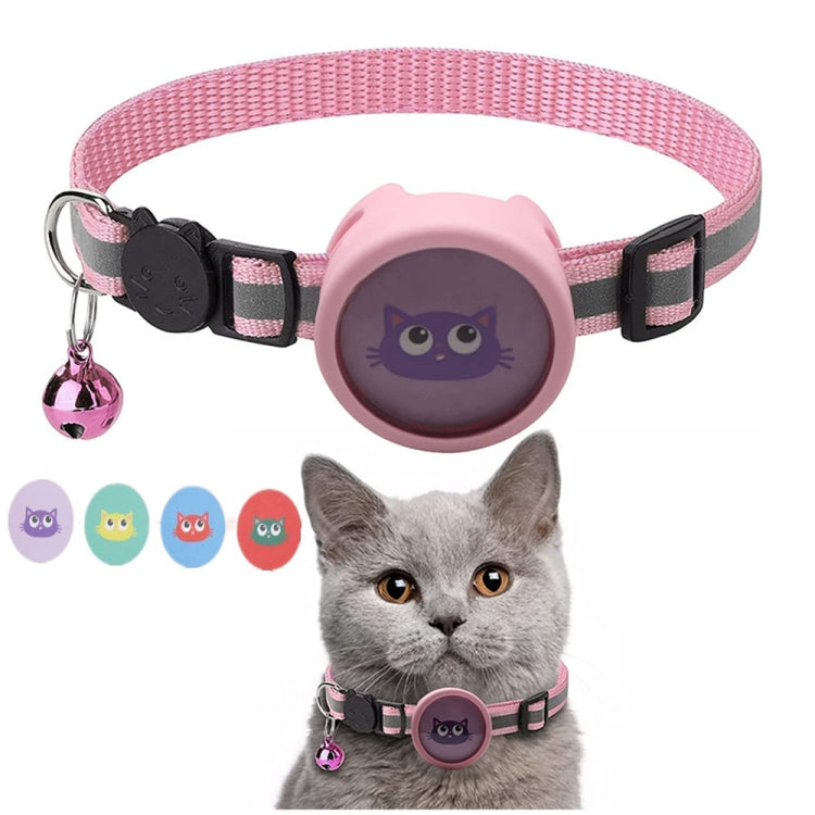 Collar reflectante para mascotas con campana para AirTag, Rojo, Púrpura, Negro, Rosado