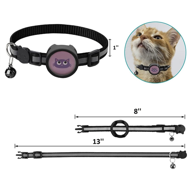 Collar reflectante para mascotas con campana para AirTag, Rojo, Púrpura, Negro, Rosado