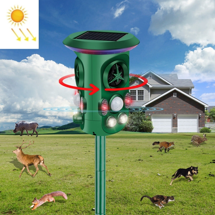 RC-543 Energía solar Repelente de aves ultrasónico omnidireccional de 360 grados Repelente de animales, RC-543 Dark Green