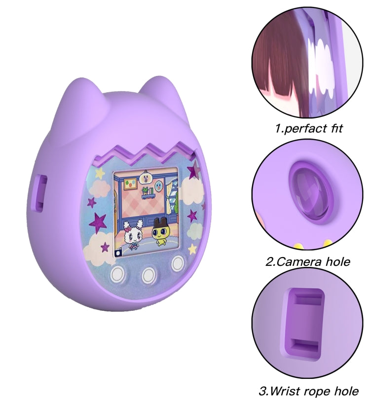 Estuche protector electrónico para mascotas de dibujos animados de silicona, For Tamagotchi pix Purple