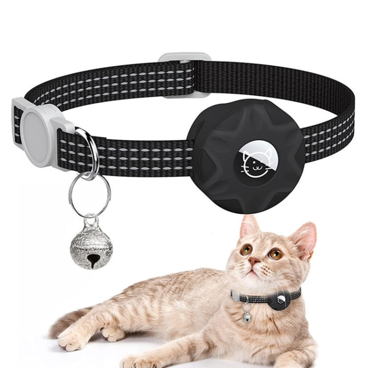 Para AirTag Tracker Funda de silicona Collar reflectante para mascotas con campana