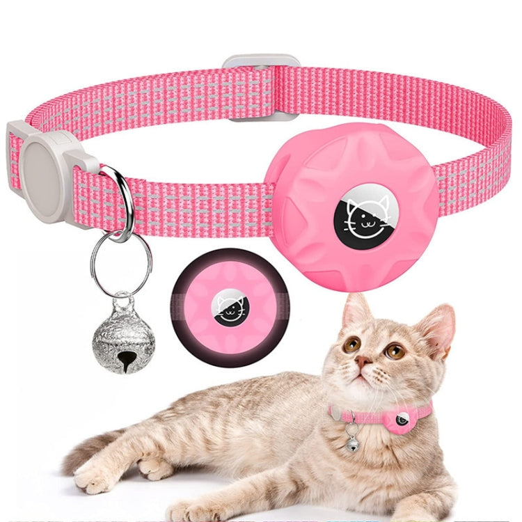 Para AirTag Tracker Funda de silicona Collar reflectante para mascotas con campana