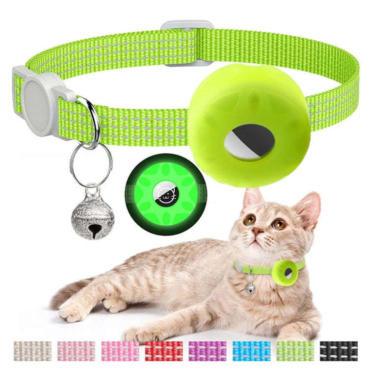 Para AirTag Tracker Funda de silicona Collar reflectante para mascotas con campana