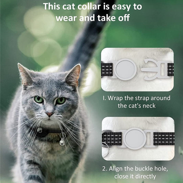 Para AirTag Tracker Funda de silicona Collar reflectante para mascotas con campana