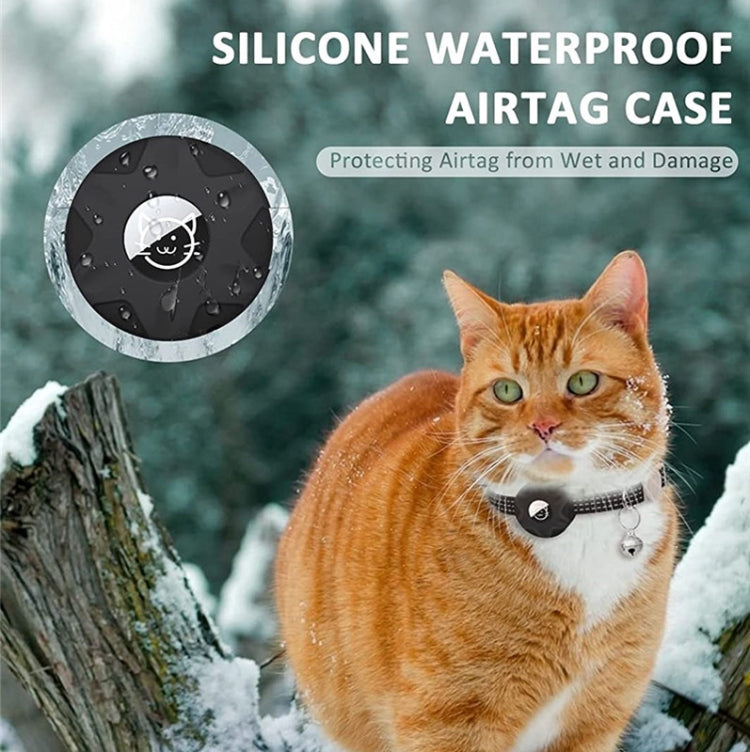 Para AirTag Tracker Funda de silicona Collar reflectante para mascotas con campana