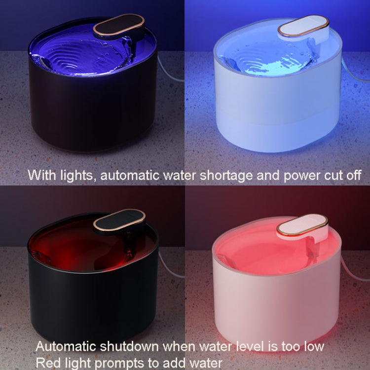 fuente de agua automática del gato del dispensador eléctrico del agua del animal doméstico 3L con la luz, With Light Blue, With Light White
