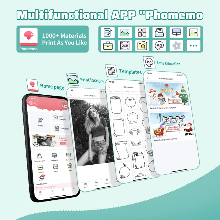 Phomemo T02 Error estándar Mini bolsillo pequeño portátil Bluetooth teléfono foto etiqueta impresora térmica, Standard