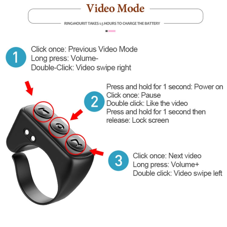 Anillo teledirigido de la yema del dedo de Bluetooth del teléfono móvil con el compartimiento de carga, D01