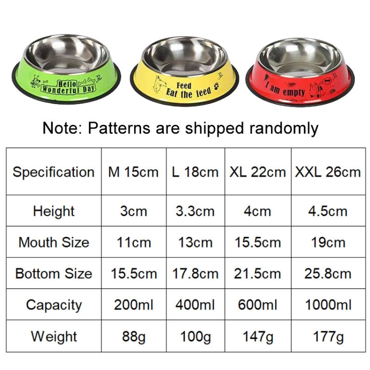 Cuenco antivuelco de acero inoxidable para mascotas, cuenco para comida para perros y gatos, M 15cm, L 18cm, XL 22cm, XXL 26cm