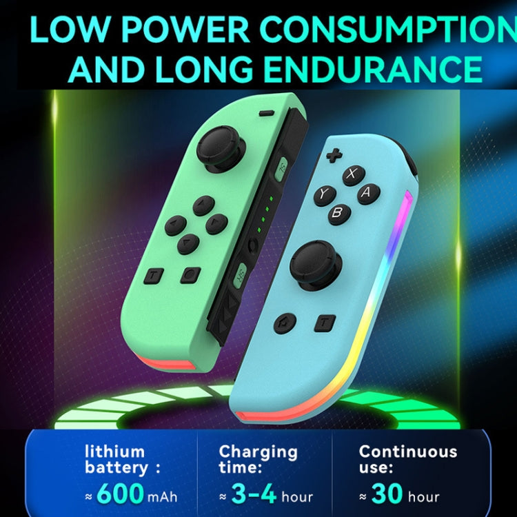 JOY-02 Manija izquierda y derecha para juegos con luces RGB, sensación corporal, gamepad Bluetooth para Switch / Switch OLED / Switch Pro / Switch Lite / Switch Joycon, Blue Red, Green Blue, White