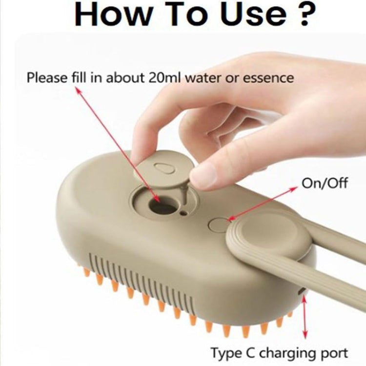 Peine eléctrico para mascotas, cepillo de aseo con vapor recargable para gatos, herramienta de limpieza, Handle White, Handle Coffee