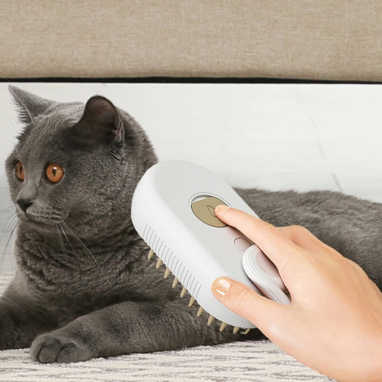Peine eléctrico para mascotas, cepillo de aseo con vapor recargable para gatos, herramienta de limpieza, Handle White, Handle Coffee