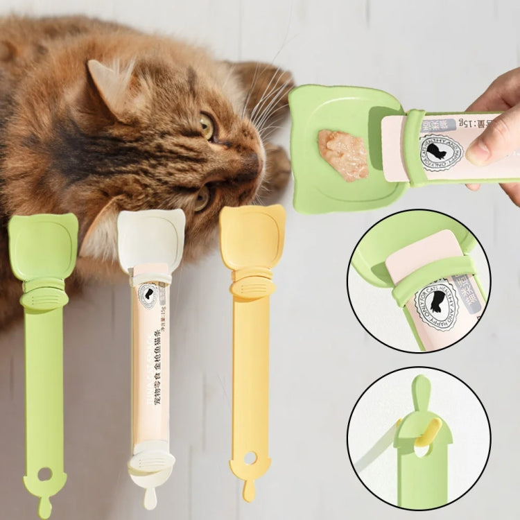 Alimentador para gatos, exprimidor de tiras para gatos, merienda para mascotas, cuchara de alimentación de carne picada, Naranja, Verde, Beige