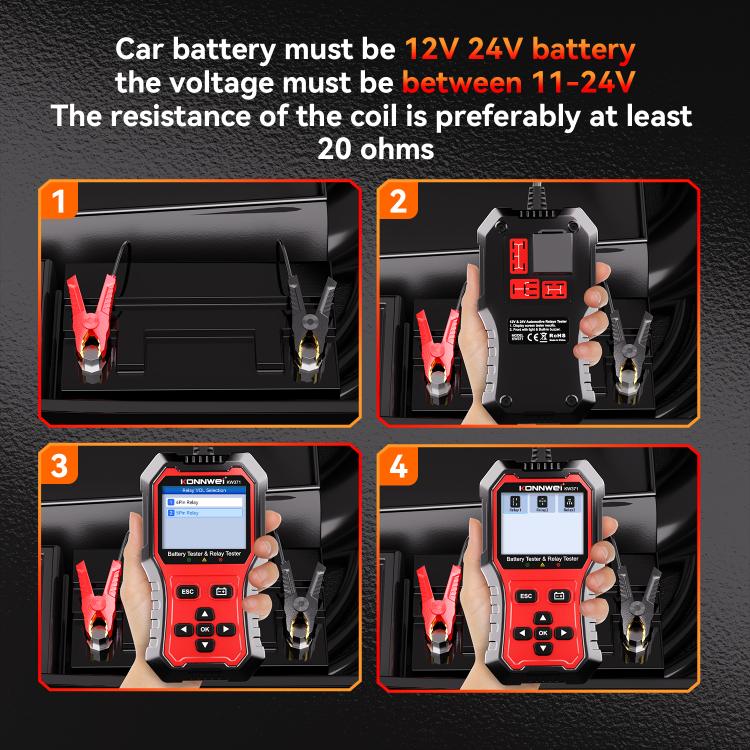 Probador de relés para coche 2 en 1 y probador de baterías KONNWEI, KW371