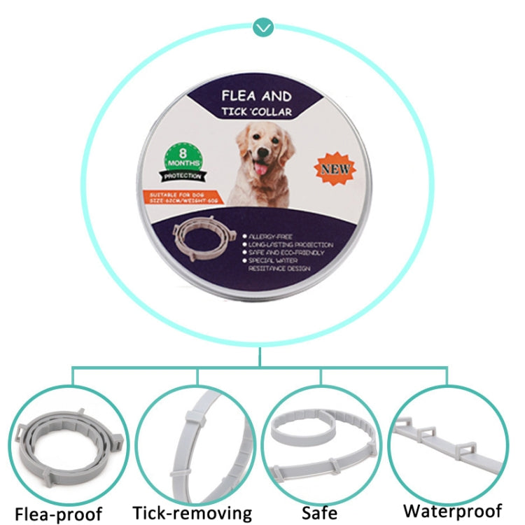 Collar antipulgas y garrapatas para perros y gatos con estuche de aluminio, 72cm Gray, 72cm Orange, 72cm Blue, 38cm Orange, 38cm Pink, 38cm Blue