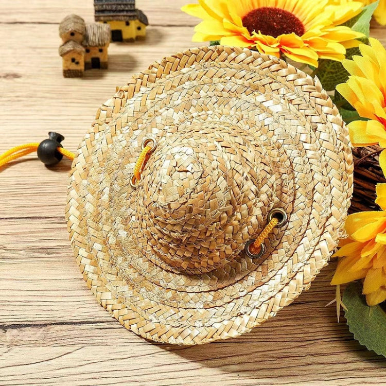 Mini sombrero de paja para mascotas, sombrero con visera para el sol para fiestas de cumpleaños de perros y gatos, S 10cm, M 13cm, L 16cm, XL 20cm