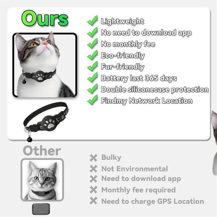 Collar rastreador para gatos con localizador GPS S10, Compatible with Apple Find My, Compatible with Google Find My, Dual System for iOS & Android
