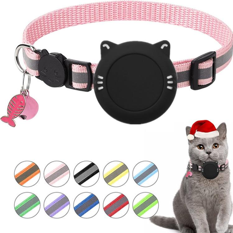 Soporte de silicona impermeable con hebilla de seguridad de liberación rápida y colgante de pez y cascabel para collar de gato AirTag de 2.ª generación / AirTag de 1.ª generación.