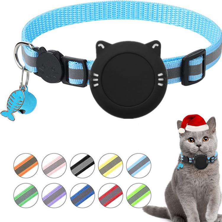 Soporte de silicona impermeable con hebilla de seguridad de liberación rápida y colgante de pez y cascabel para collar de gato AirTag de 2.ª generación / AirTag de 1.ª generación.