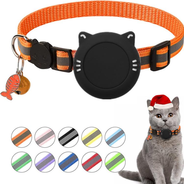 Soporte de silicona impermeable con hebilla de seguridad de liberación rápida y colgante de pez y cascabel para collar de gato AirTag de 2.ª generación / AirTag de 1.ª generación.