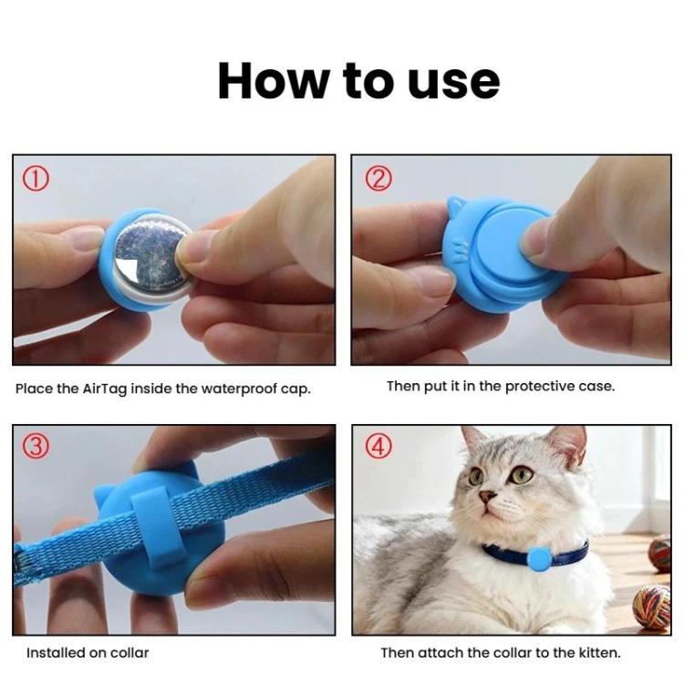 Soporte de silicona impermeable con hebilla de seguridad de liberación rápida y colgante de pez y cascabel para collar de gato AirTag de 2.ª generación / AirTag de 1.ª generación.
