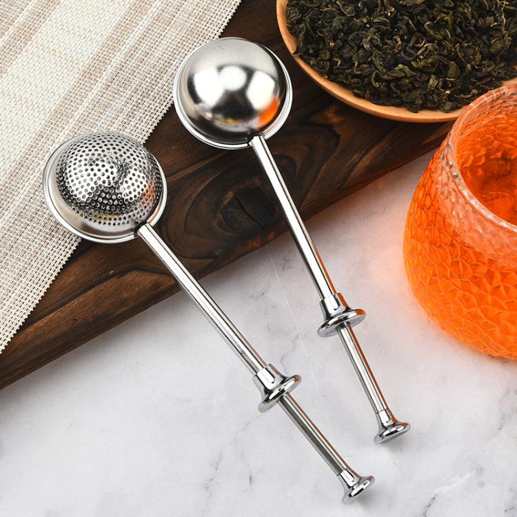 Colador de té redondo telescópico de acero inoxidable 304.