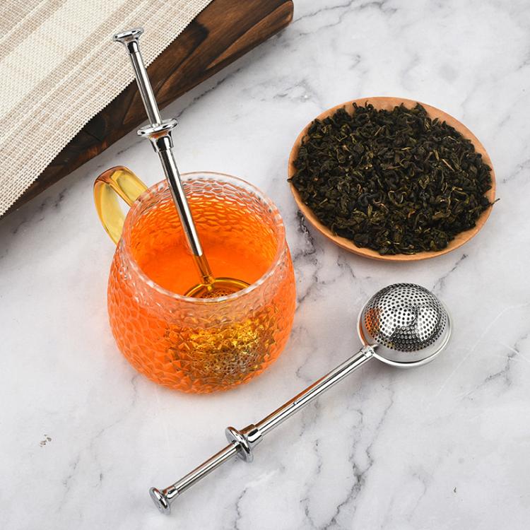 Colador de té redondo telescópico de acero inoxidable 304.