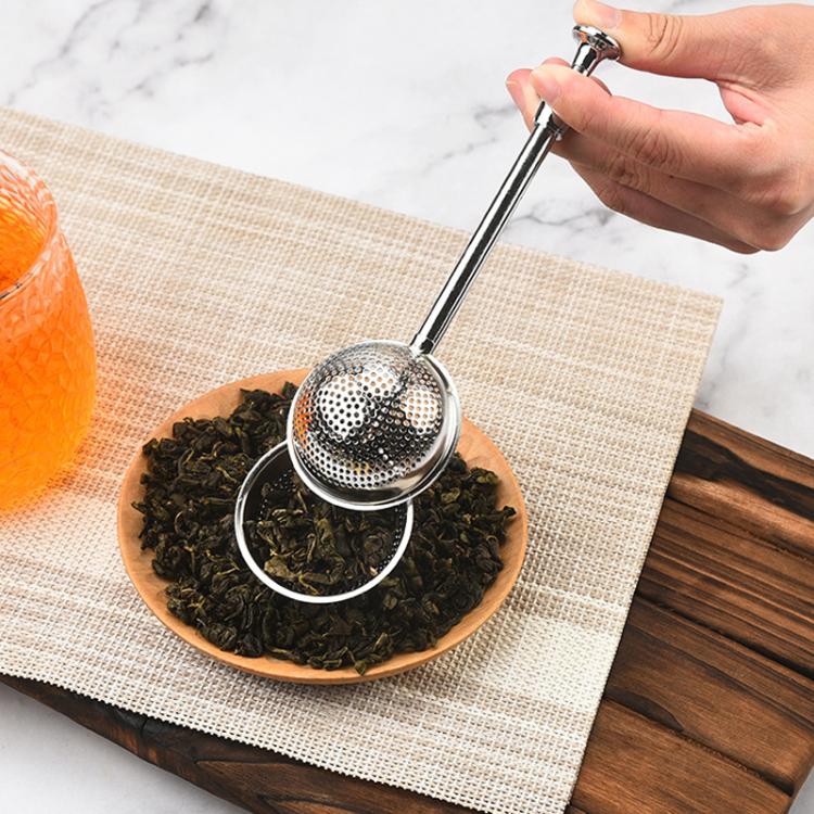 Colador de té redondo telescópico de acero inoxidable 304.