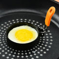 Molde redondo para huevos LsCook de 10 cm (4 pulgadas) de acero inoxidable con mango de silicona resistente al calor y superficie antiadherente gruesa.