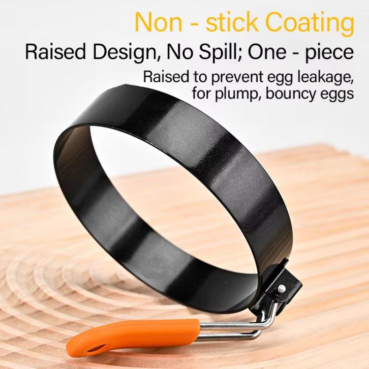 Molde redondo para huevos LsCook de 10 cm (4 pulgadas) de acero inoxidable con mango de silicona resistente al calor y superficie antiadherente gruesa.
