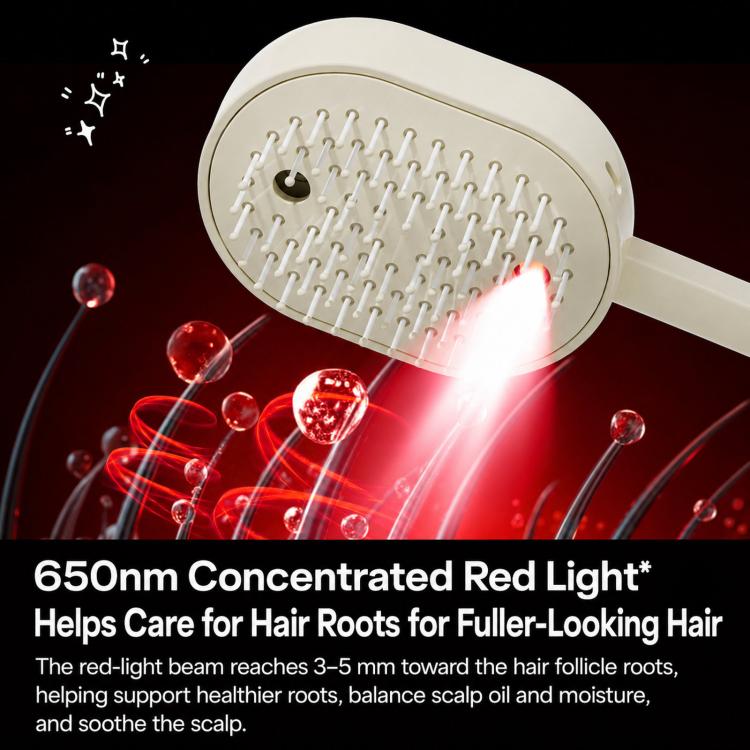 Cepillo de masaje eléctrico con pulverizador y luz roja, peine desenredante para el cuidado del cabello, atomizador de esencias.
