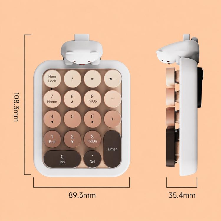 Teclado numérico inalámbrico Ajazz AF18 para portátil, 2.4G, 18 teclas y funda de silicona con un bonito oso.