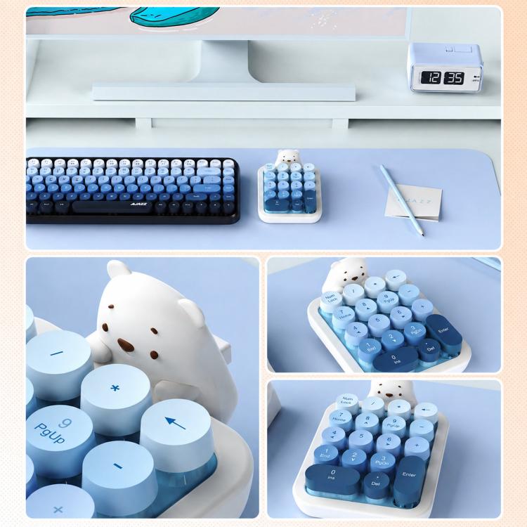 Teclado numérico inalámbrico Ajazz AF18 para portátil, 2.4G, 18 teclas y funda de silicona con un bonito oso.