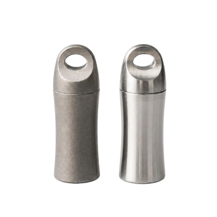 Caja de medicamentos portátil EDC sellada e impermeable de titanio puro para exteriores, Polished, Stonewashed