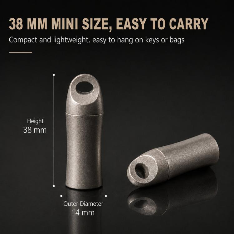 Caja de medicamentos portátil EDC sellada e impermeable de titanio puro para exteriores, Polished, Stonewashed