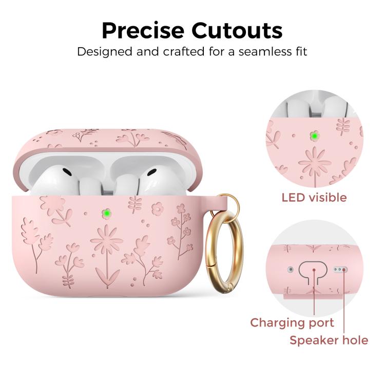 Funda de silicona con grabado floral AhaStyle WG186 para AirPods Pro 3